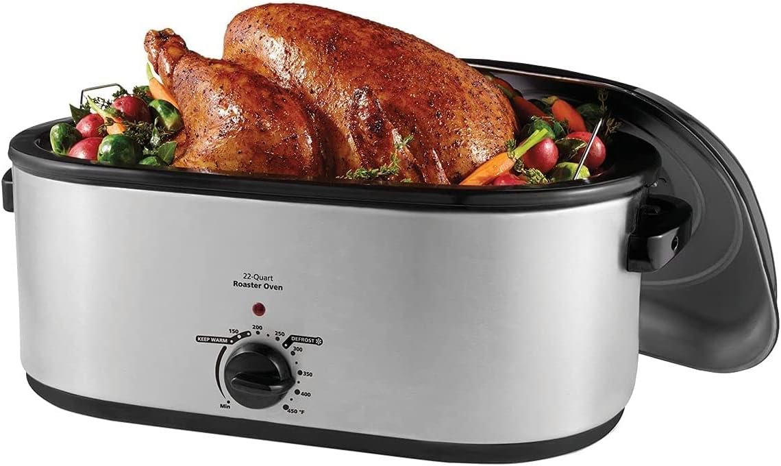 Roaster Oven with Self-Basting Lid | 22 Qt, Stainless Steel
