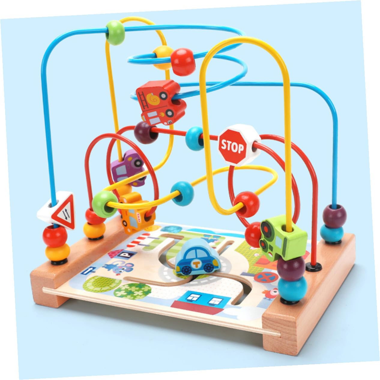 Toyvian Gioco Labirinto di Perline in Legno Rotondo per Ragazzo Ragazza | Struttura in Ferro, Tema Oceano, 1 Pezzo, Gioco Educativo per Sviluppo Cognitivo e Manualità
