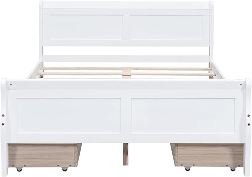 Miniatura 174 de Cama de plataforma de madera de tamaño individual con cabecera en forma de casa, soporte de listones de madera, para dormitorio de niños, niñas,