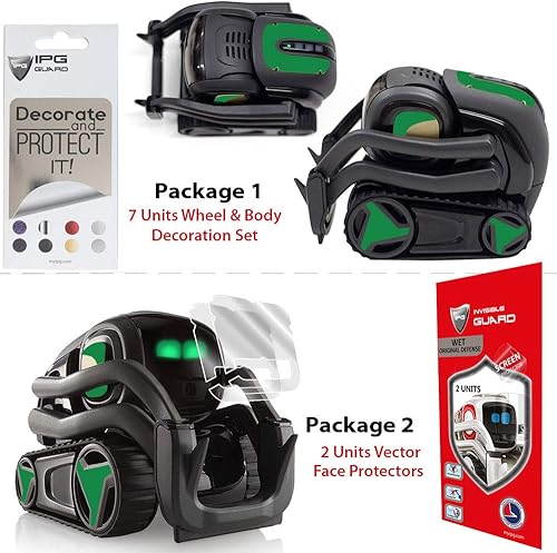 Miniatura 2 de IPG Para Vector Robot Face Screen Guard Decoración KIT Incluye Ruedas y Cuerpo Set 7 Unidades Calcomanías+2 Unidades Protector de Pantalla (Verde)