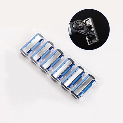 Miniatura 7 de Recambios de 6 cuchillas para hombre, cartuchos de afeitar de 6 cuchillas con tira lubricante, ofrece un afeitado limpio y cerrado, 18 unidades,