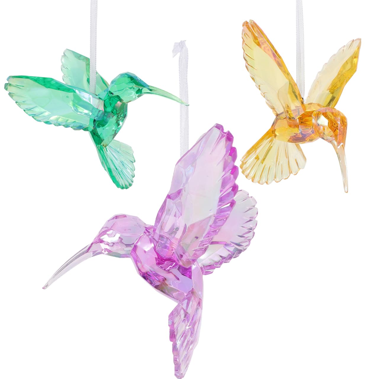 Cabilock 6Pcs Hummingbird Ornaments Acrylic Hanging Bird Decorations Delicate Hummingbird Pendants for Indoor Outdoor Garden Party Home Decor