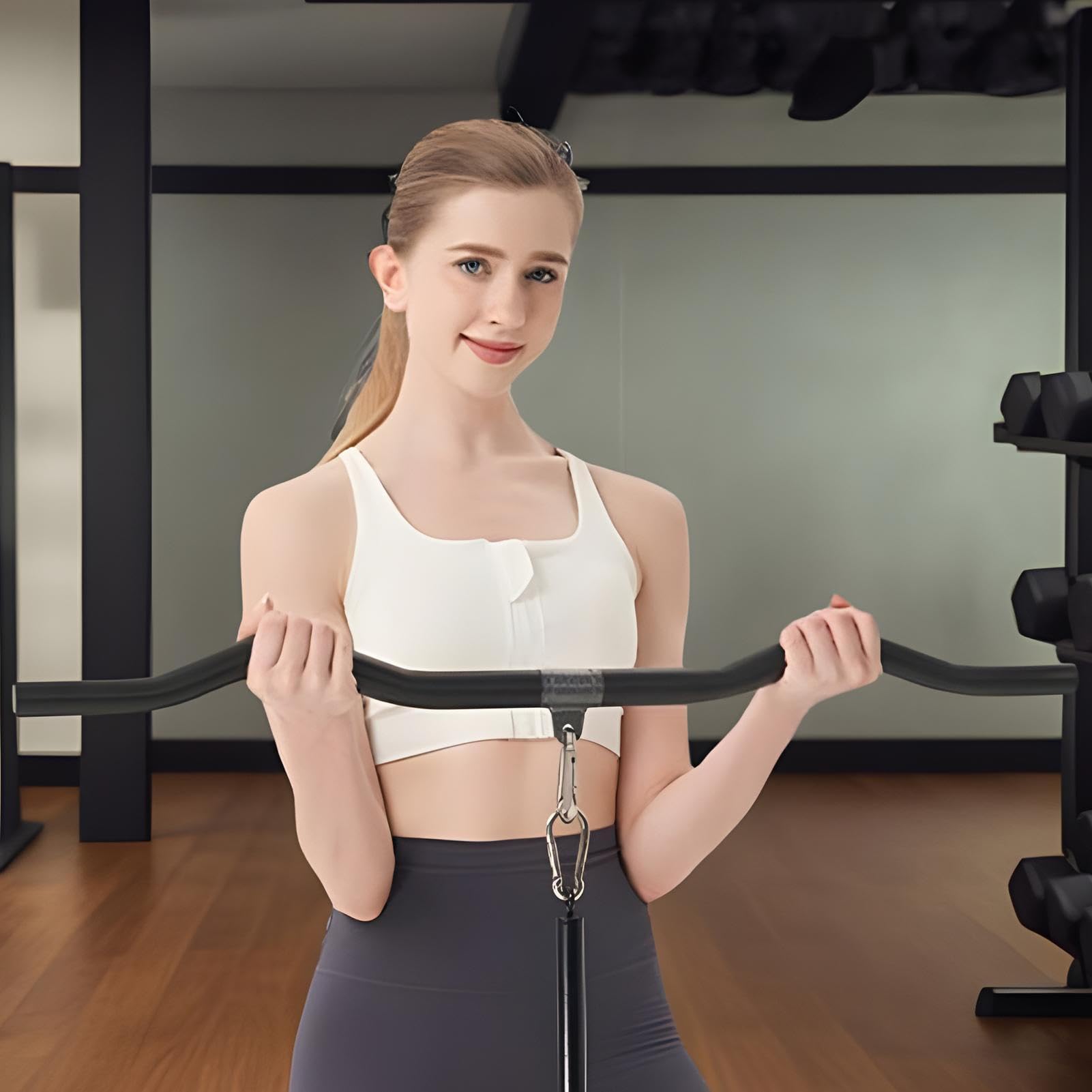Barre latte | Fixation pour machine à câble | Équipement d'entraînement | robuste avec poignée ergonomique pour les muscles du tronc, l'exercice, le fitness, la maison, le commerce, le studio, la sal