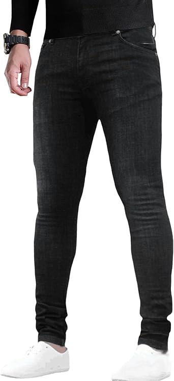 بنطلون جينز رجالي مريح ومريح لراكبي الدراجات النارية، بنطلون جينز ممزق أنيق بقصّة Slim Fit، بنطلون جينز خارجي ضيق كاجوال مطاطي