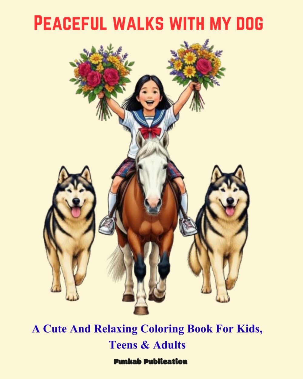 Peaceful Walks With My Dog: A Cute and Relaxing Coloring Book for Kids, Teens, and Adults