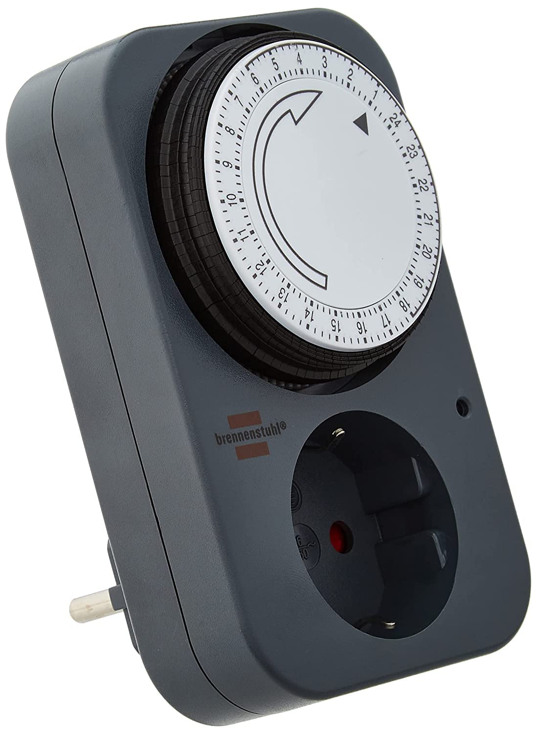 Brennenstuhl Zeitschaltuhr MZ 20, mechanische Timer-Steckdose (Tages-Zeitschaltuhr mit erh?htem Ber?hrungsschutz) grau (10)
