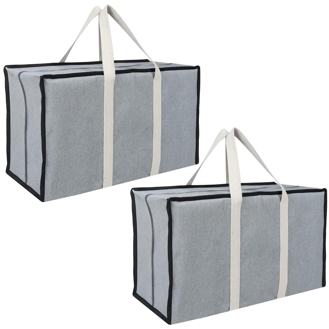 DOUBLE R BAGS Extra Large Heavy Duty Storage Bag-90L Moving Tote, Durable Oxford Fabric, Foldable Organizer for Clothes, Bedding, Dorm, Underbed Storage-Strong & Portable. (Grey Canvas, Pack of 2)-image-41