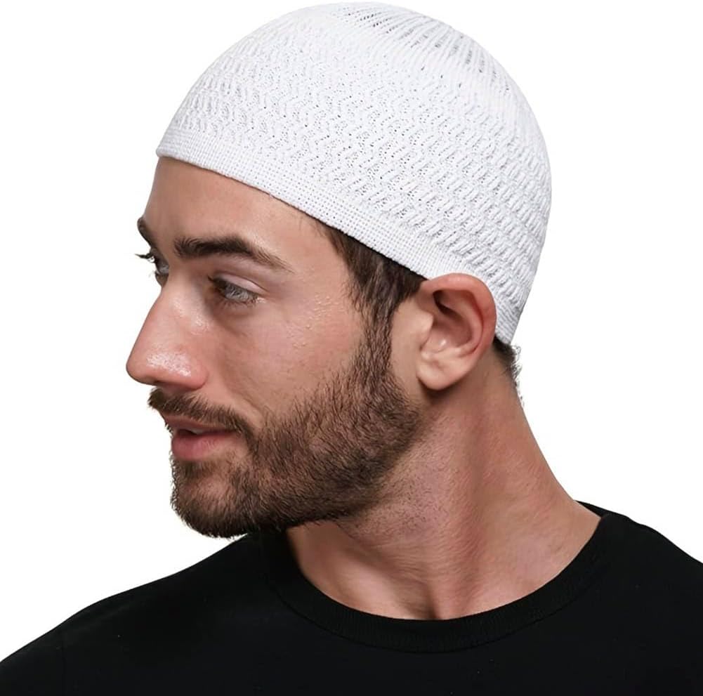 6 Pcs Knit Kufi Hats for Men Women Muslim Stretchy Skull Caps Cotton Helmet Liner Breathable Crochet Beanie Hat - Image 3