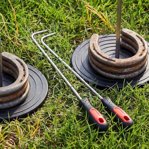 Image of Arrowbash 2 Pcs 20 Inch Horseshoe Pick-up Hook with Stainless Steel Shaft, Ergonomic Grip Horseshoe Retriever, Portable Horse Shoe Pick up Stick for Outdoor Games