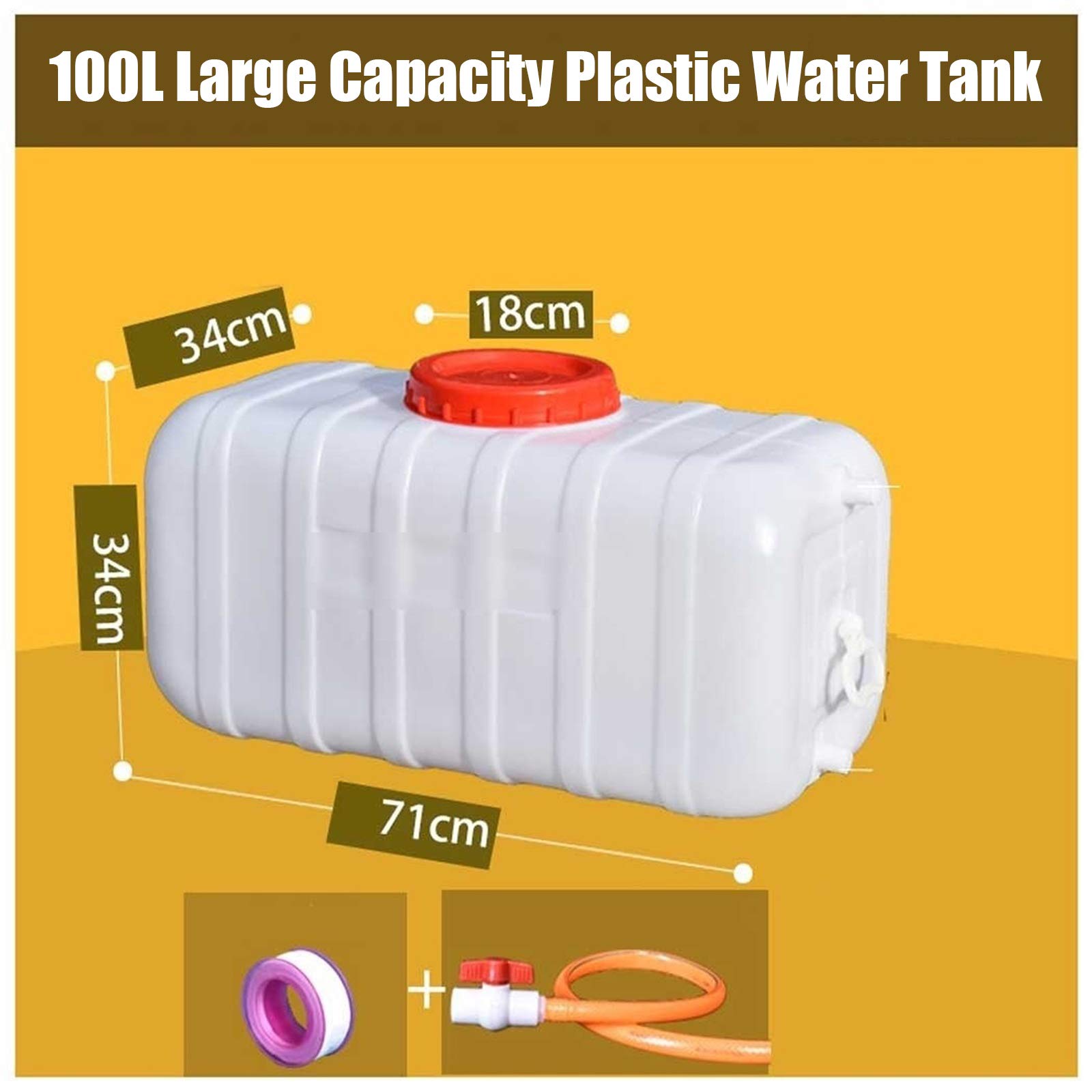 Contenedor de Agua Cubos De Plástico De Calidad Alimentaria 25L/50L/100L/150L/200L Portátil Agua Potable Depósito，Senderismo Camping Picnic Travel BBQ Tanques De Almacenamiento De Agua Domé(Size:100L)
