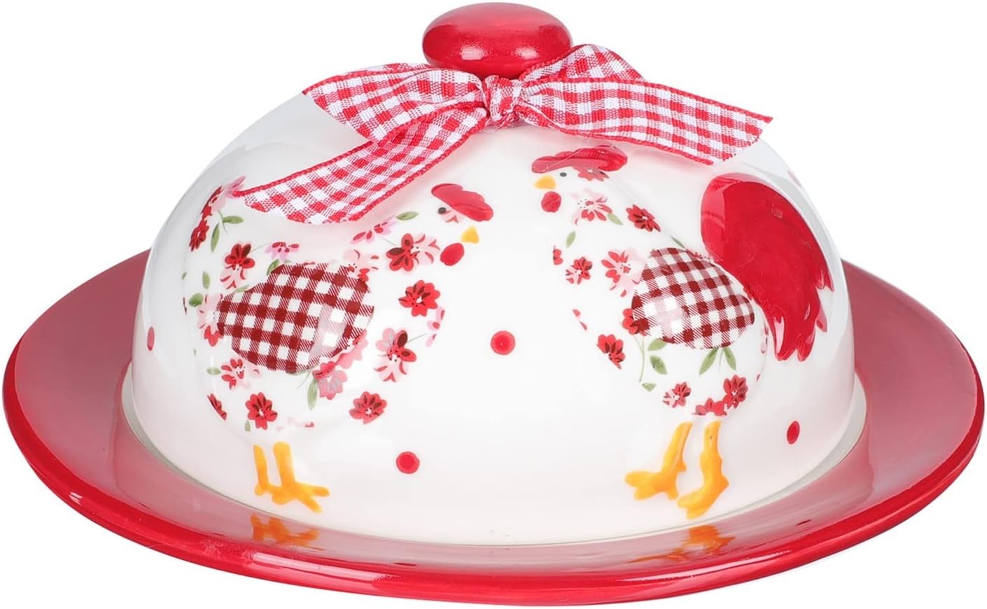 Butter Dishes Practical Ceramic Plate Butter Plate Ceramic Butter Plate Food Serving Dish 1 Set Butter Container (Color : Red Plate Size : 16.7x16.7cm)