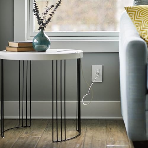 Miniatura 6 de Legrand Radiant TM826USBWPW - Receptáculo de salida dúplex resistente a manipulaciones de 15 amperios con cargador USB tipo A de 3.1 A y placa de