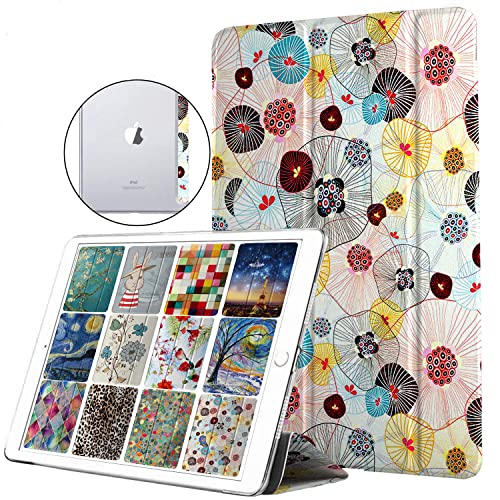 Image of DuraSafe Cases for iPad 10.2 9 8 7 2021 2020 2019 [iPad 9th / 8th / 7th Gen ] A2197 A2270 A2602 MW762HN /A MYLC2HN /A MK2L3HN /A Trifold Printed Hard Smart PC Transparent Back Cover - Yarn Flowers