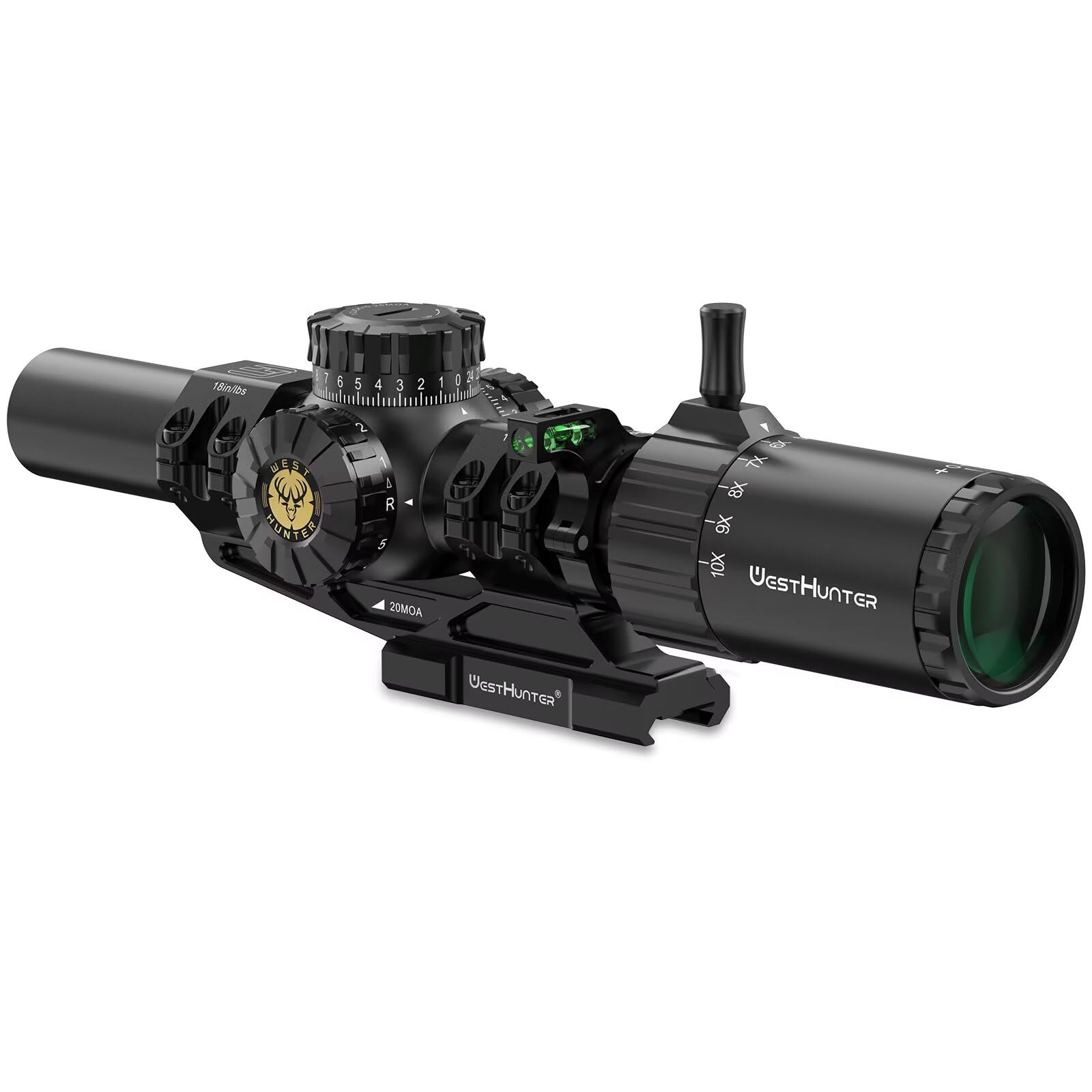 WestHunter Optics HD GEN2 1-10x24 IR LPVO Mira Telescópica, Segundo Plano Focal (SFP), Tubo de 30mm, Retícula Iluminada, Ajuste 1/4 Moa de Precisión - Indicada Únicamente para Actividades Deportivas