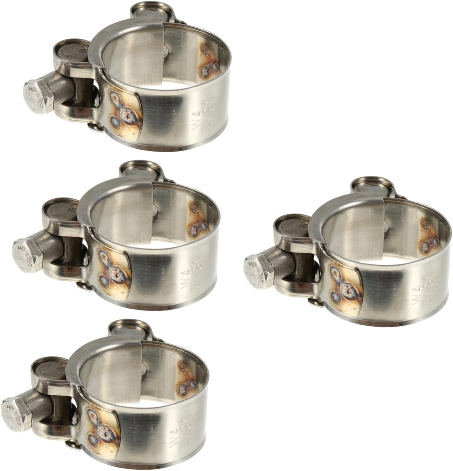Cabilock 4 Pcs Heavy Duty T-Bolt Hose Clamps Adjustable Stainless Steel Ear Clamps for Pipe and Ducting