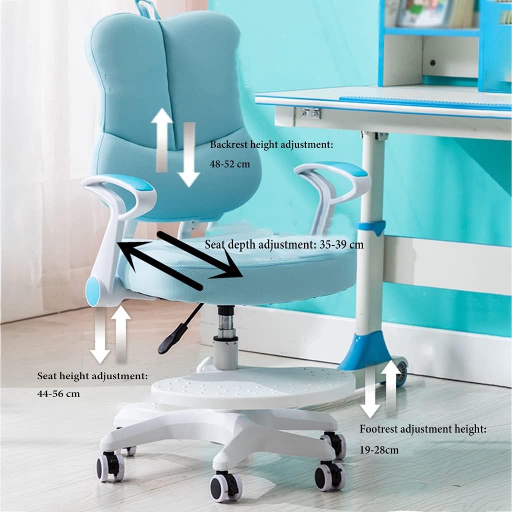 GIZNXBA Kids' Desk Chair Child Computer Desk Chair, Ergonomic Growing Study Chair, Kids Task Chair with Arms, Height and Depth Adjustment, for Children Aged 3-18 (Color : B)