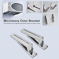 Vista 6 de Soporte de pared para estante, soporte universal de acero inoxidable para microondas, estante plegable ajustable y resistente, para accesorios