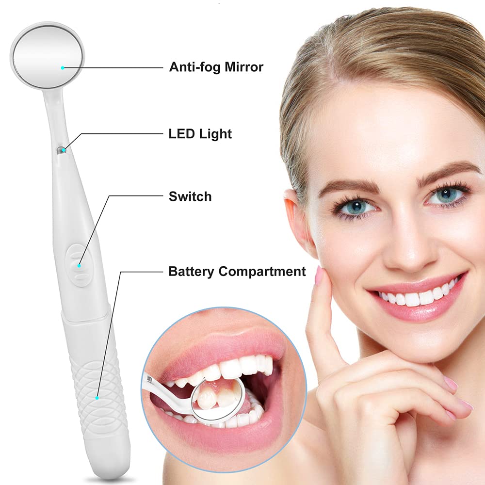 Espejo dental multicolor con luz de inspección de dientes, espejo LED antivaho, MM380, herramienta de cuidado bucal para dentistas (azul cielo)