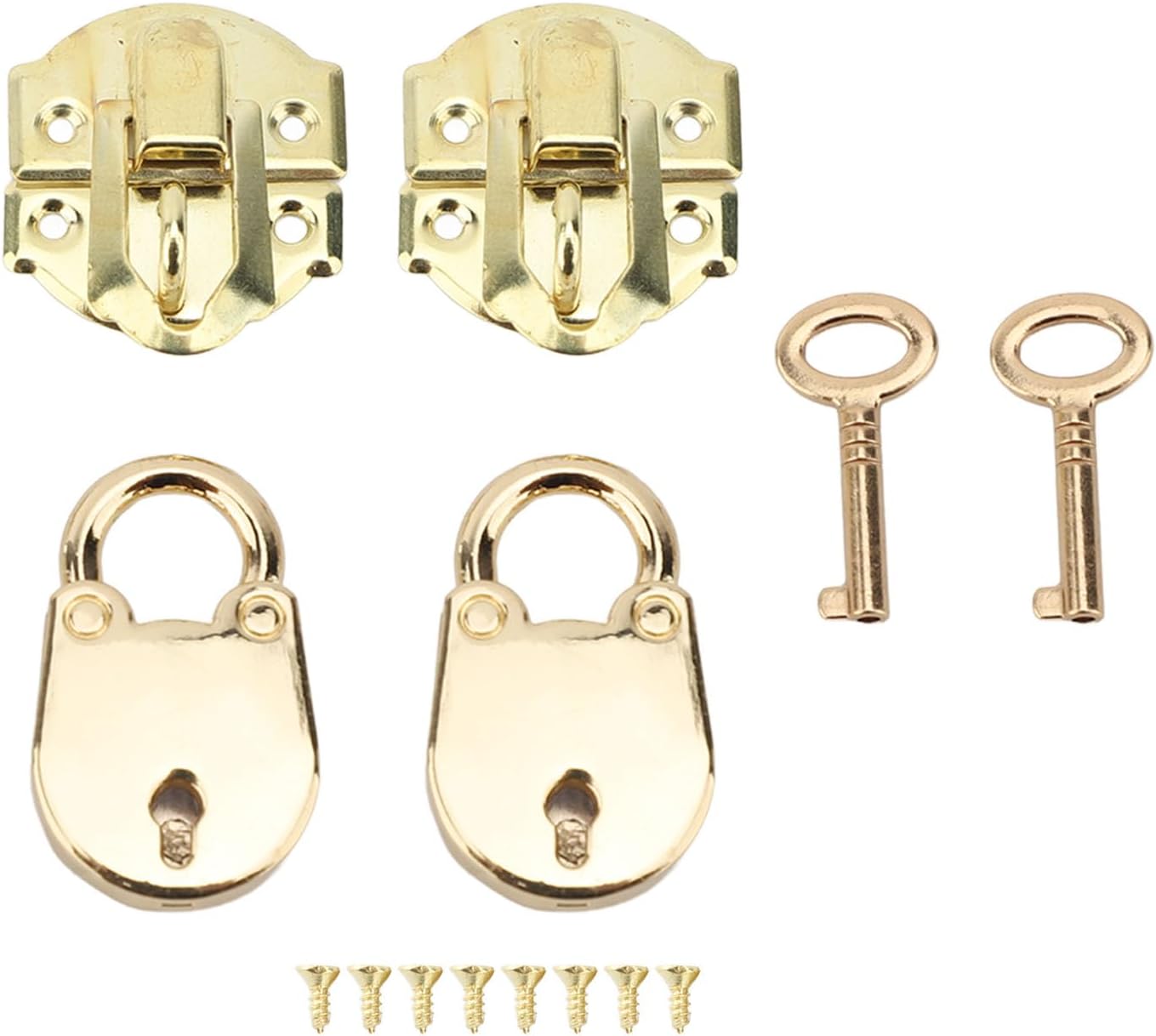 Zinc Alloy Hasp Latch with Screws Vintage Bear Padlock Decorative Lock Set for Wooden Case Jewelry Box Crafts (Yellow)