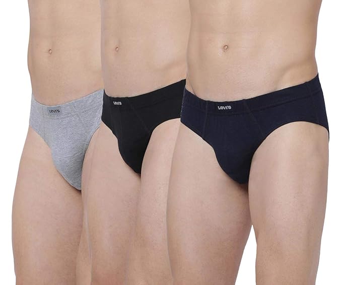 Levi?s Men?s 100% Cotton 100 CA Snug Fit Innerelastic Solid Comfort Brief (Pack of 3)