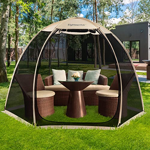EighteenTek Screen House Room Pop Up Pavillon Outdoor Camping Baldachin Zelt Sonnenschutz Unterschlupf Netzwände nicht wasserdicht 30 x 30 cm beige Cover