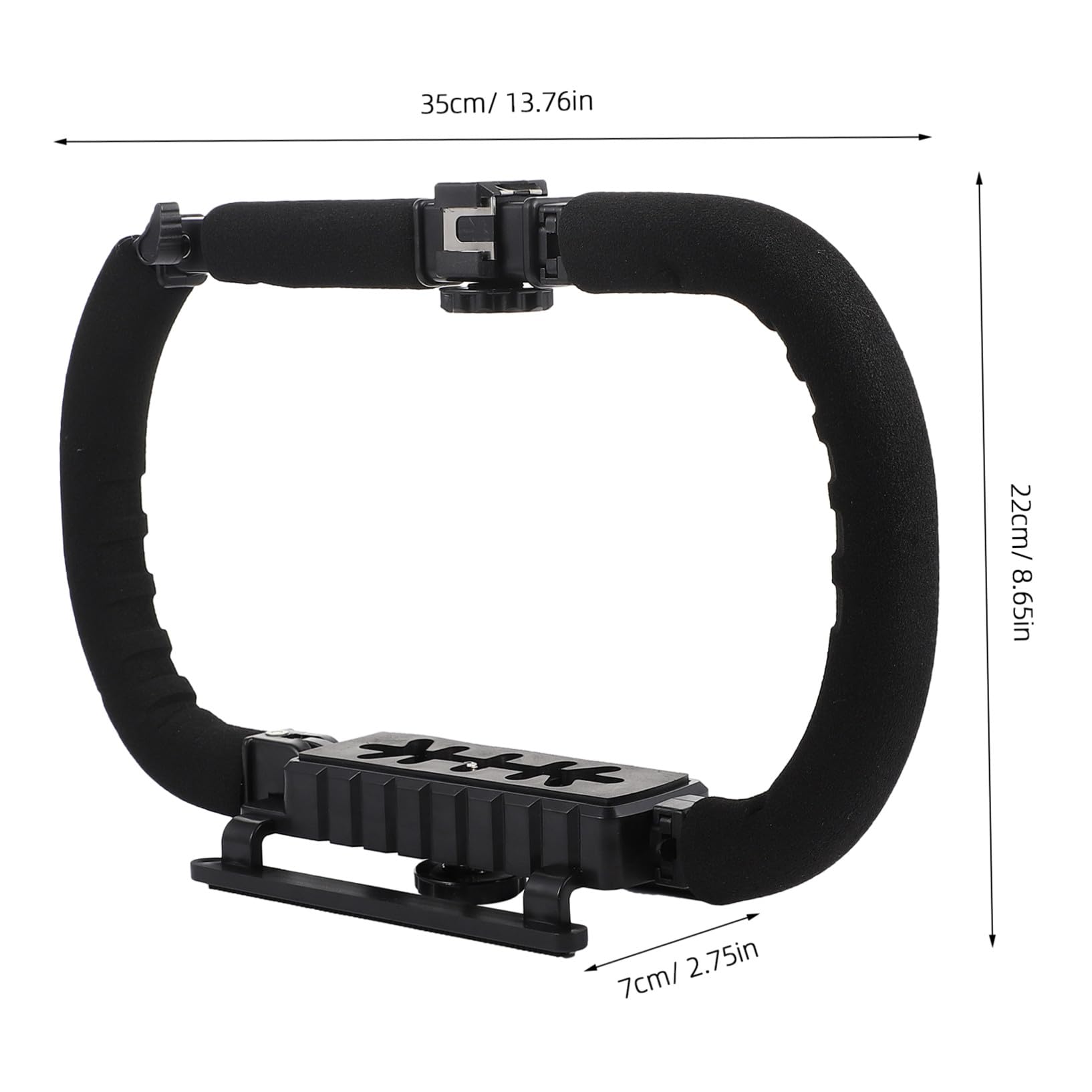 Estabilizador de Cámara de Mano Plegable Orificio de Tornillo 1/4, Mango de Esponja Antideslizante y 3 Puertos de Zapata para Accesorios, Soporte para Cámara y Teléfono