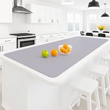 Silicone Mat 35.4"x23.6" Silicone Mats for Kitchen Counter Heat Resistant Mats for Countertop, Countertop Protector Mat, Edge Heightening Nonstick Waterproof Multipurpose Table Mat Light Gray