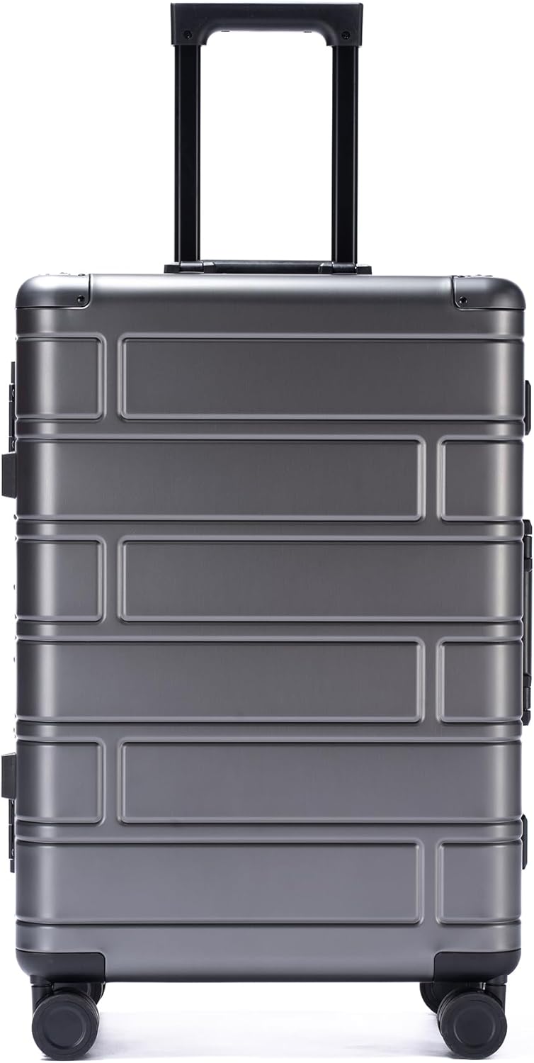 VentureVault All Aluminum Carry On Luggage 22x14x9 Airline Approved，Zipperless Luggage Premium Aluminum Suitcase Luggage, Hard Shell Carry On Luggage with Spinner Wheels (metal gray, 20inch)