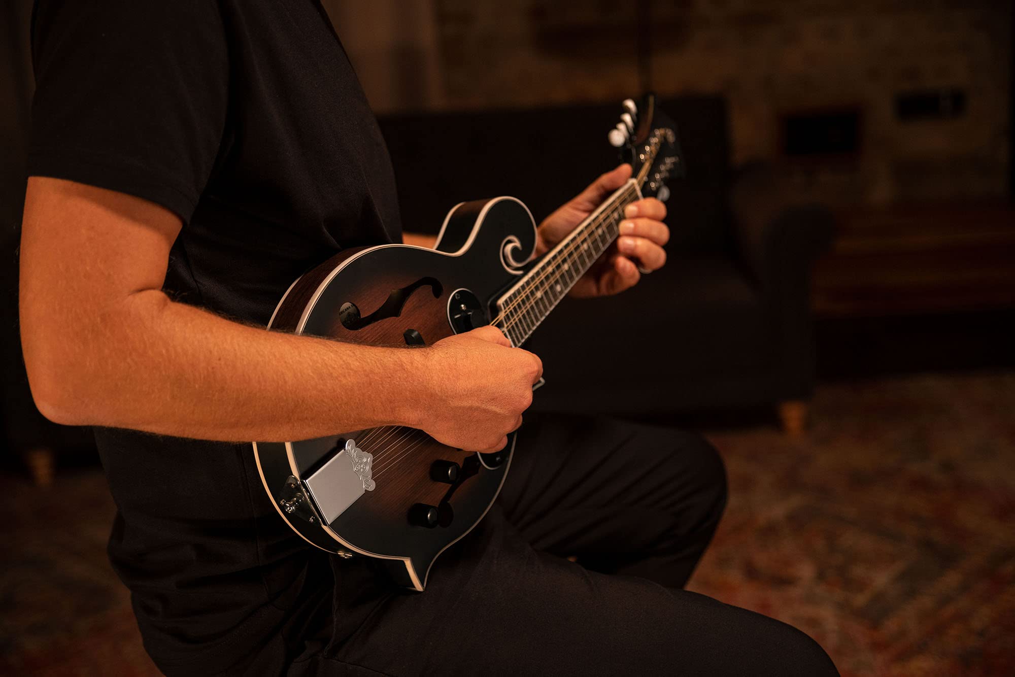 Ortega Guitars, 8-String Americana Series F-Style Acoustic-Electric Mandolin, Right, Whiskey Burst (RMFE30-WB)