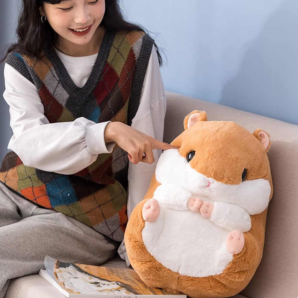 Hamster Plushie Toy Hamster Stuffed Animal Plush Toy Birthday Xmas Gift for Kids Boys Girls (15.6inch, Brown)