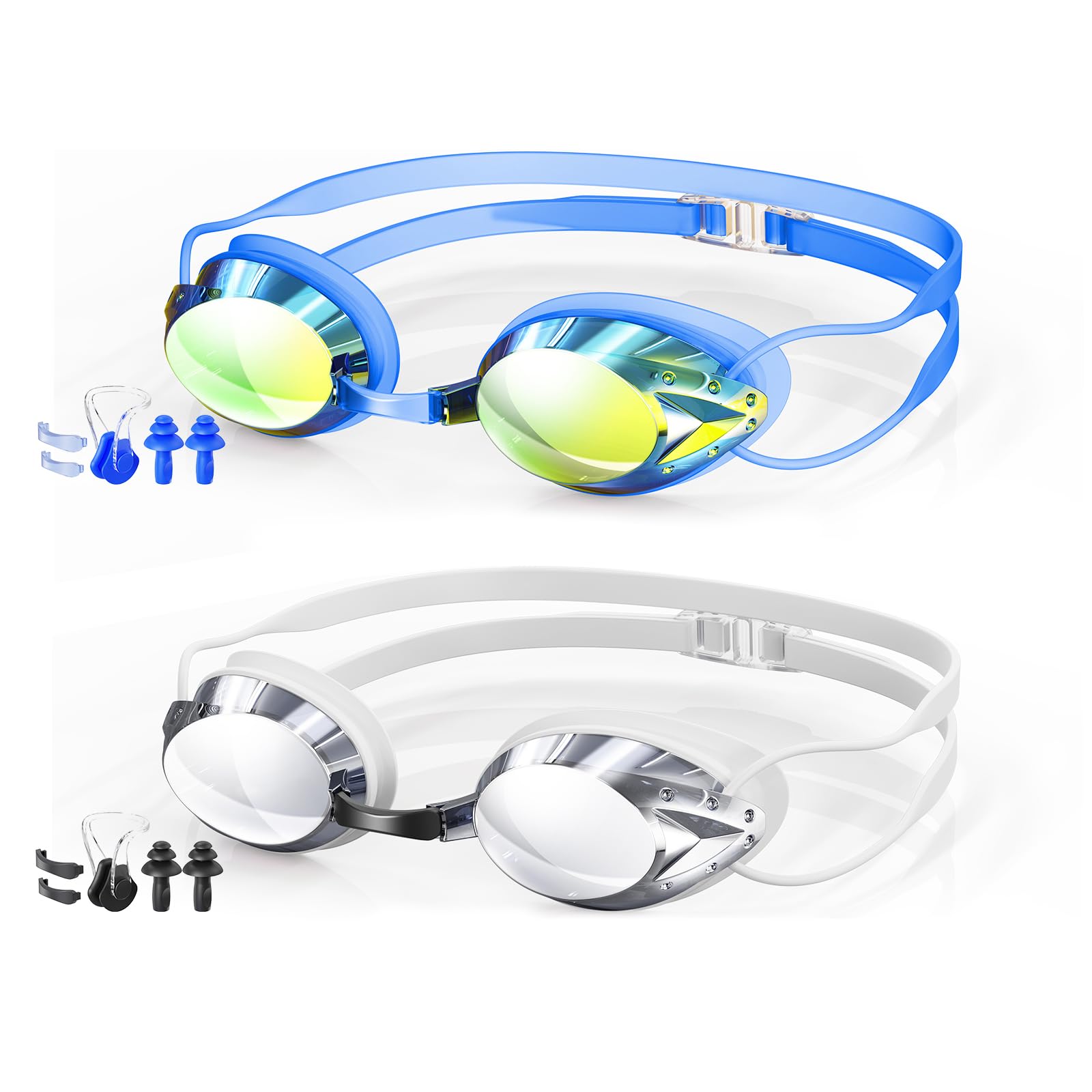 HMTIY Swim Goggles, 2-Pack Anti Fog Swimming Goggles for Adult Youth Men Women