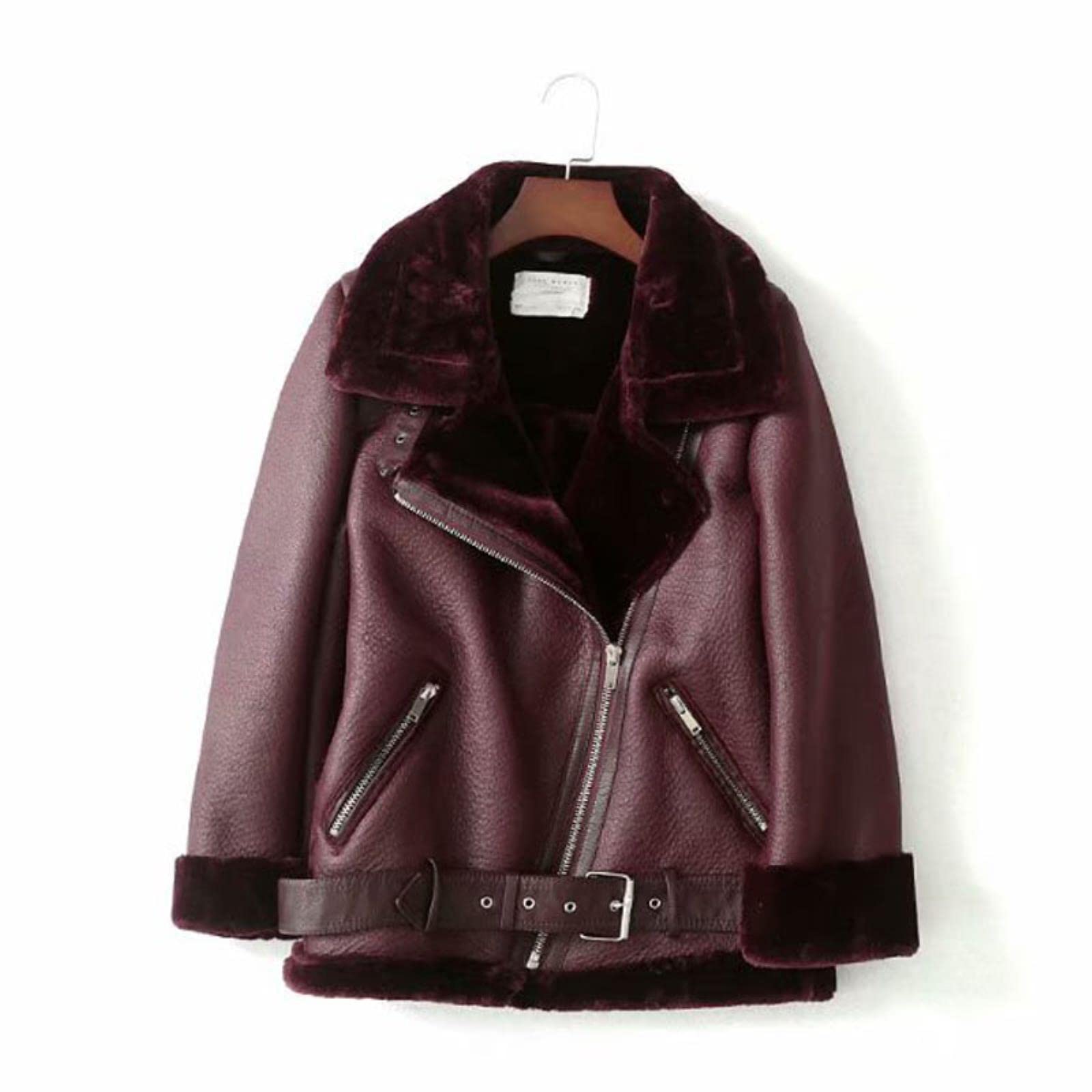 Dames Winterjas Rood | Bontkraag jas Rod | Rode Winterjassen | - Style Italy
