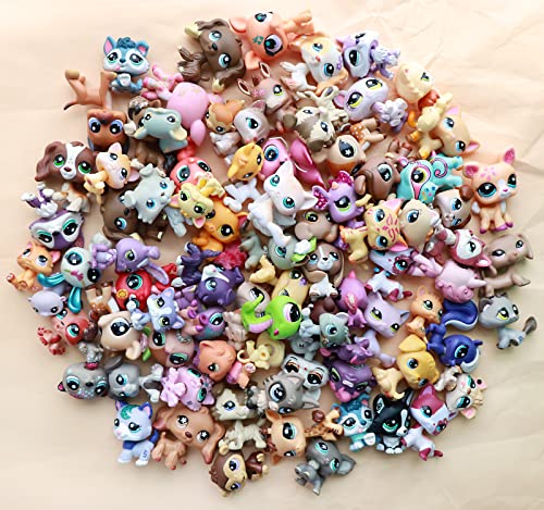 Lps Pet Shop - 5 animais de estimação e 10 acessórios aleatórios, brinquedo de animais pequenos, lindo collie, pelo curto, gato, grande dinamarquês, cocker spaniel, cão e mais, brinquedos