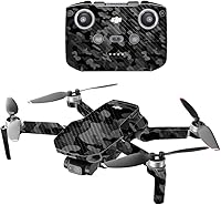 Vista 1 de MightySkins - Drone portátil de fibra de carbono compatible con DJI Mini 2, camuflaje negro, acabado de fibra de carbono texturizado protector