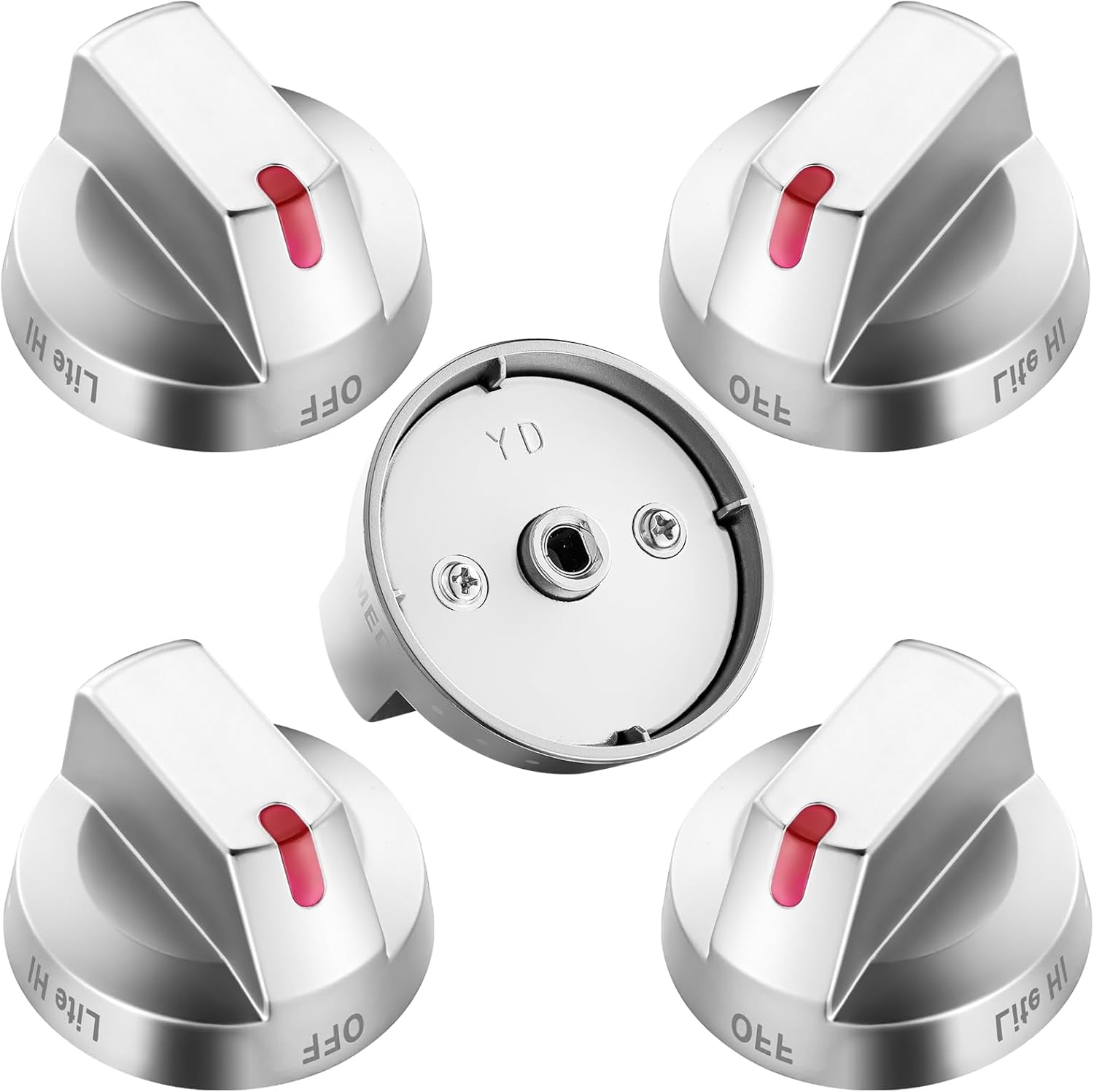 DG94-03500A/Z (5PCS) for Samsung Stove Knob Replacement, DG94-03500U for Samsung Gas Range Replacements,Compatible with NX60T8111SS,Replacement for Samsung Stove/Oven Knob (Silver) Knob5