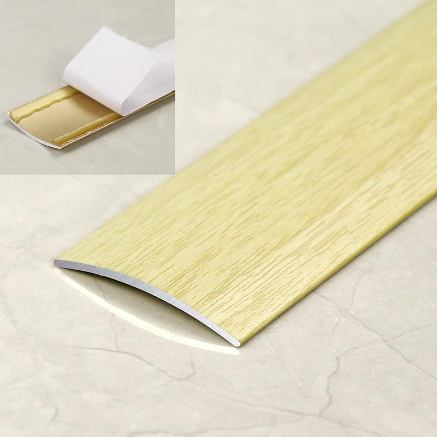 Self-Adhesive Transition Strips from Tile to 4cm Wide Wood Effect Aluminum Door Threshold bar can be Cut (Style4)