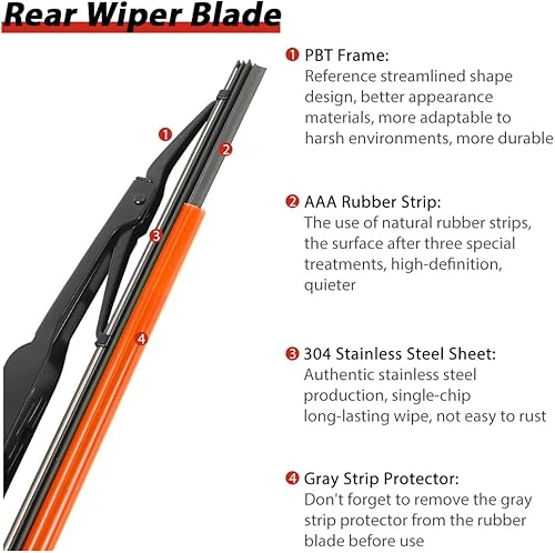 Miniatura 10 de OTUAYAUTO Escobilla del limpiaparabrisas trasero, repuesto para Chevrolet Chevy Tahoe, Suburban, Cadillac Escalade&ESV, GMC Yukon&XL 2015-2020 OEM