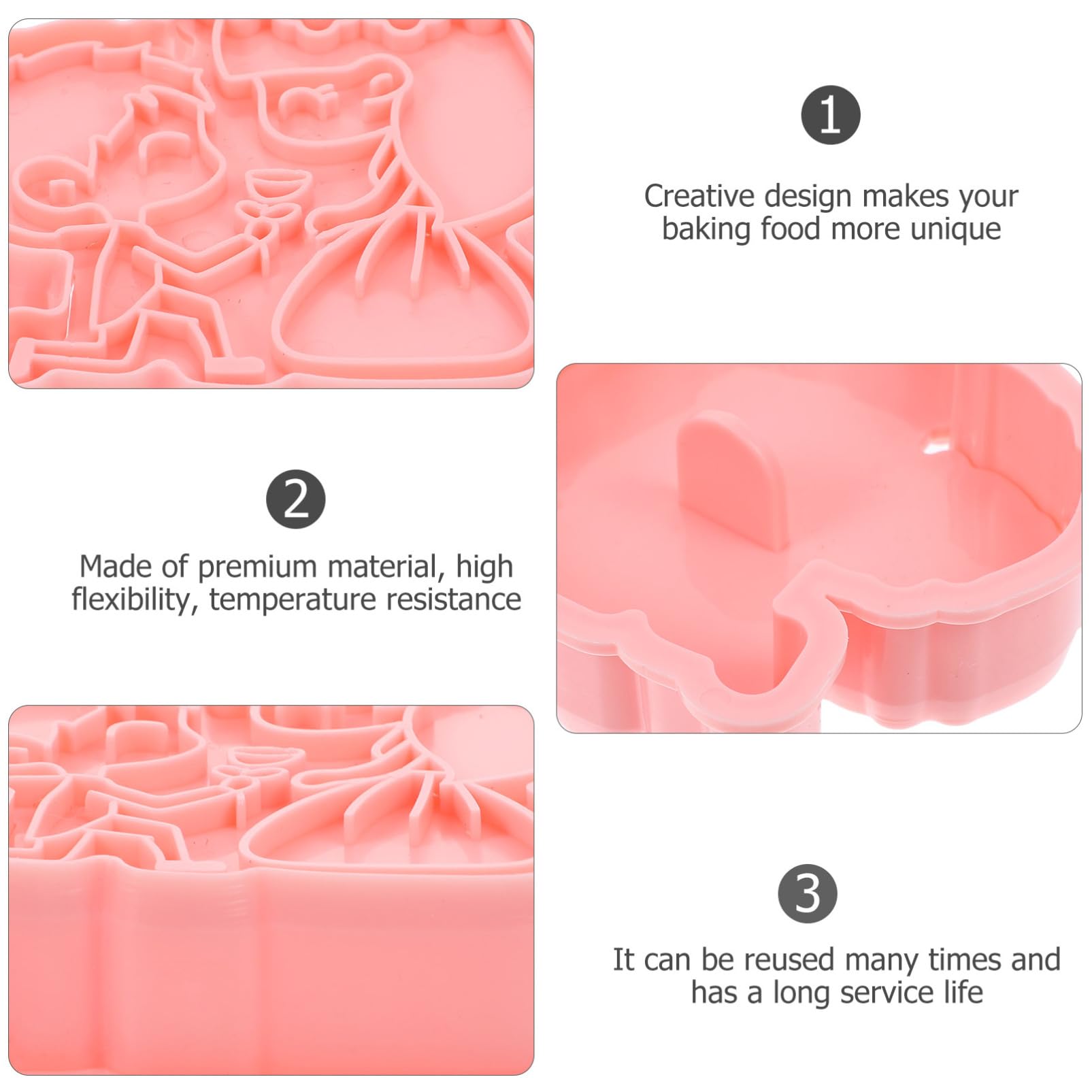 ABOOFAN 4 Sätze Keksform Keksausstecher Stempel Kuchenform Keks Backen 3d-ausstecher Plätzchen-stempel Essbar Schokoladenform Pralinenförmchen Gummiform Festform Pp Rosa 8 Stück * 4