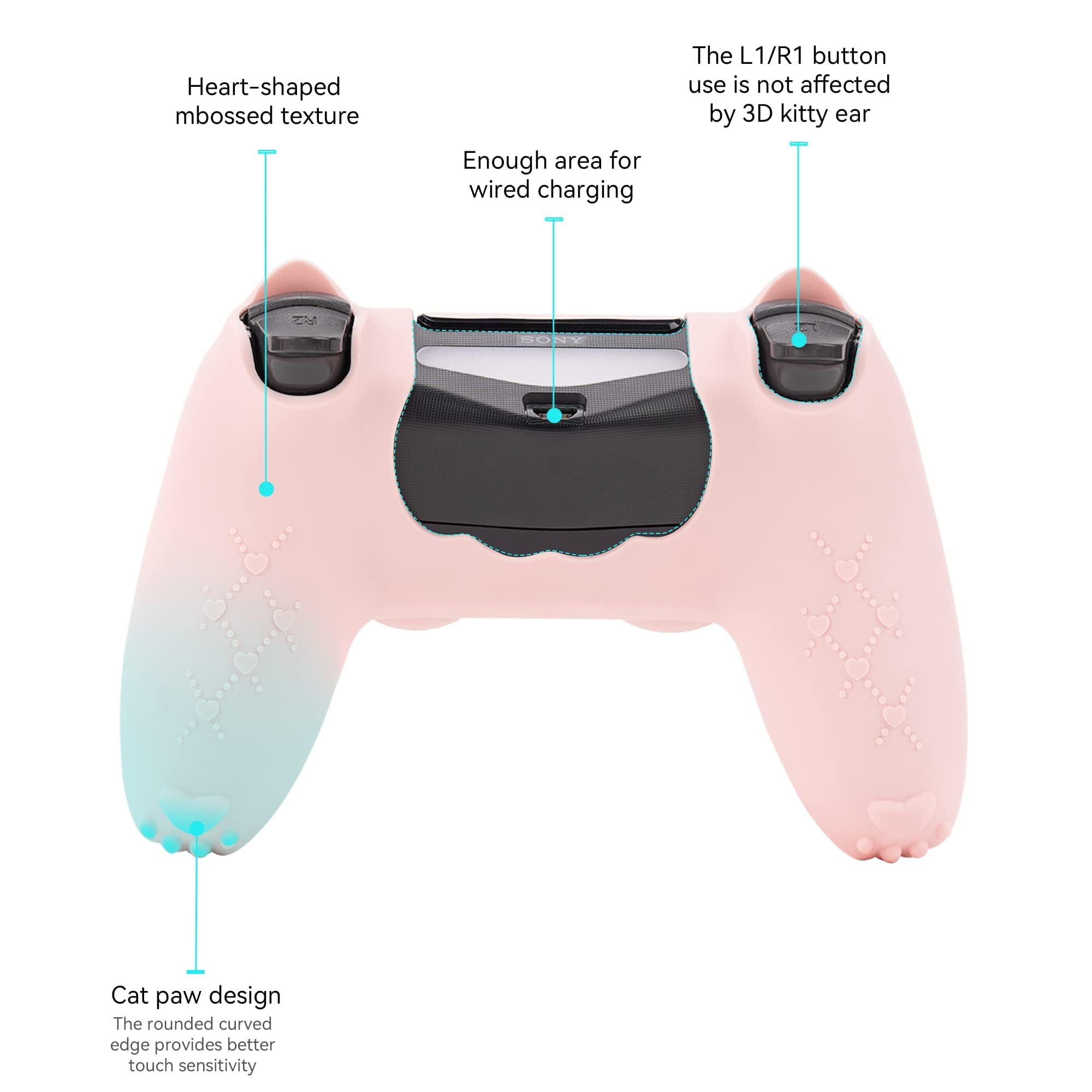 GeekShare Skin per controller PS4 a forma di pelle, in silicone antiscivolo, compatibile con controller PS4 Slim/Pro, rosa