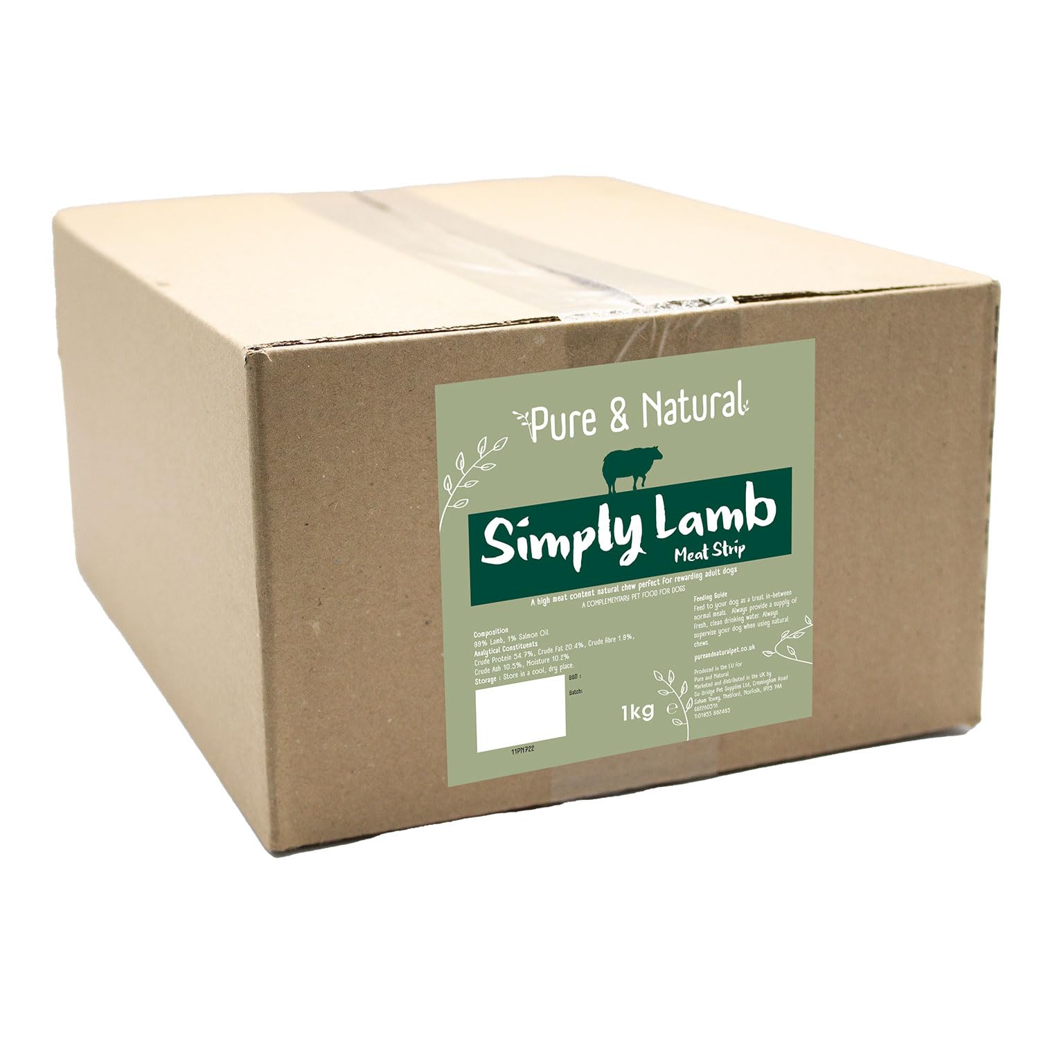 Pure & Natural Lamb Strips - Natural Dog Chews Long Lasting, Hypoallergenic, & Grain Free Recipe, Healthy Low Fat Dog Treats - Jerky-Like Meat Strips 1kg