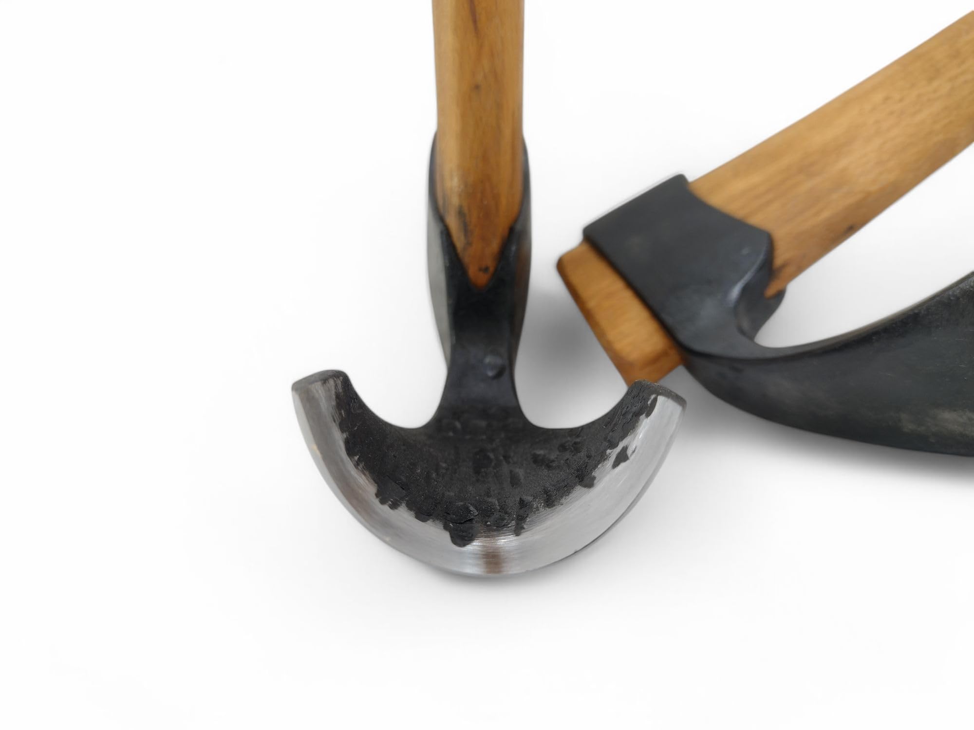 Set aus 2 Holzschnitz- und Holzarbeits-Schalen-Dechseln – Große & Kleine Gebogene Dechsel mit Außenfase