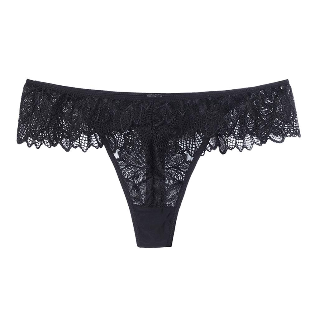 String Taille Basse Respirant, Culotte Sexy En Dentelle Noir, Violet (Color : Black, Size : XL)