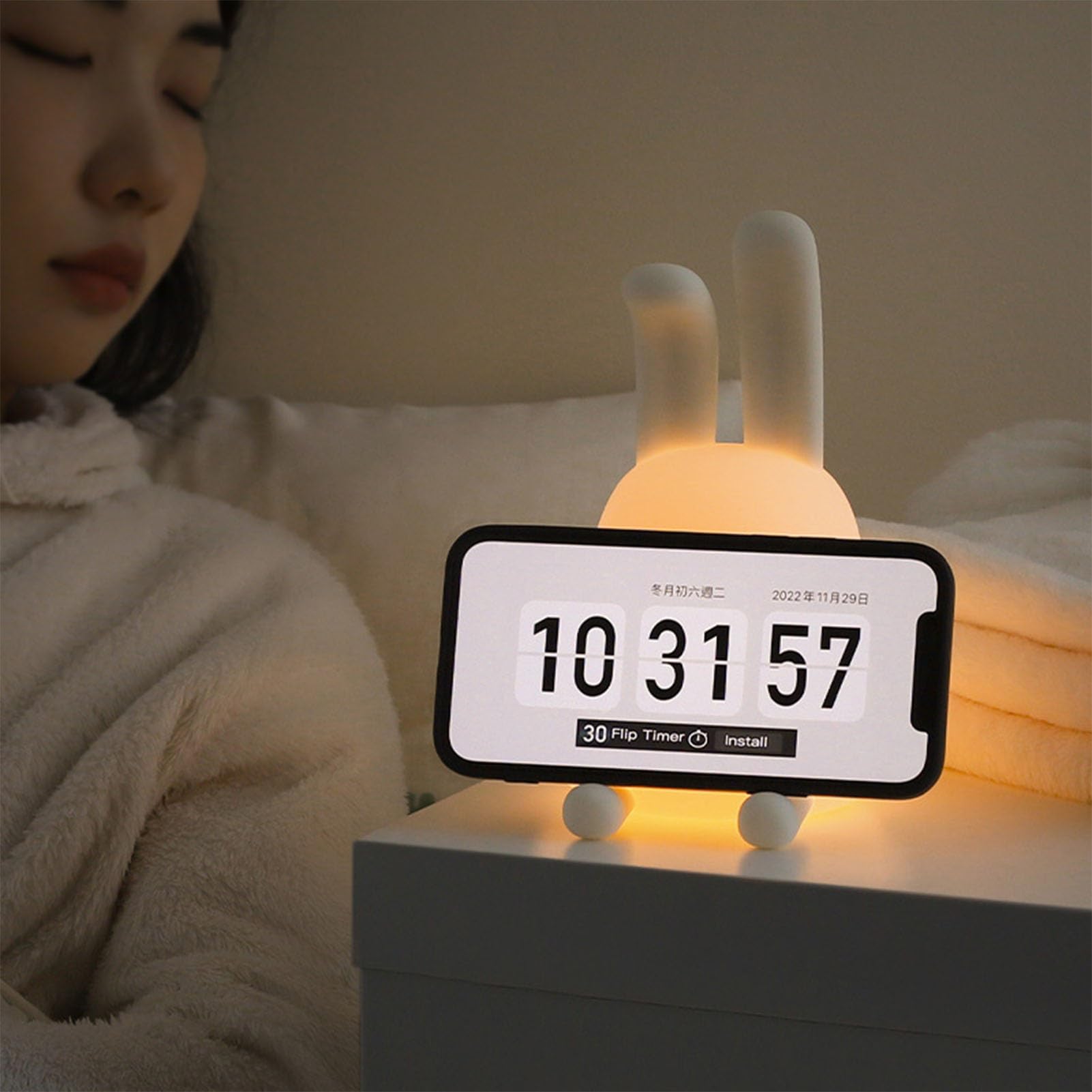 Garosa Lámpara de Mesa Recargable de Silicona con Forma de Conejo para Guardería, Lámpara de Mesita de Noche para Niños, Decoración para Habitación, Regalos para Niñas y Niños