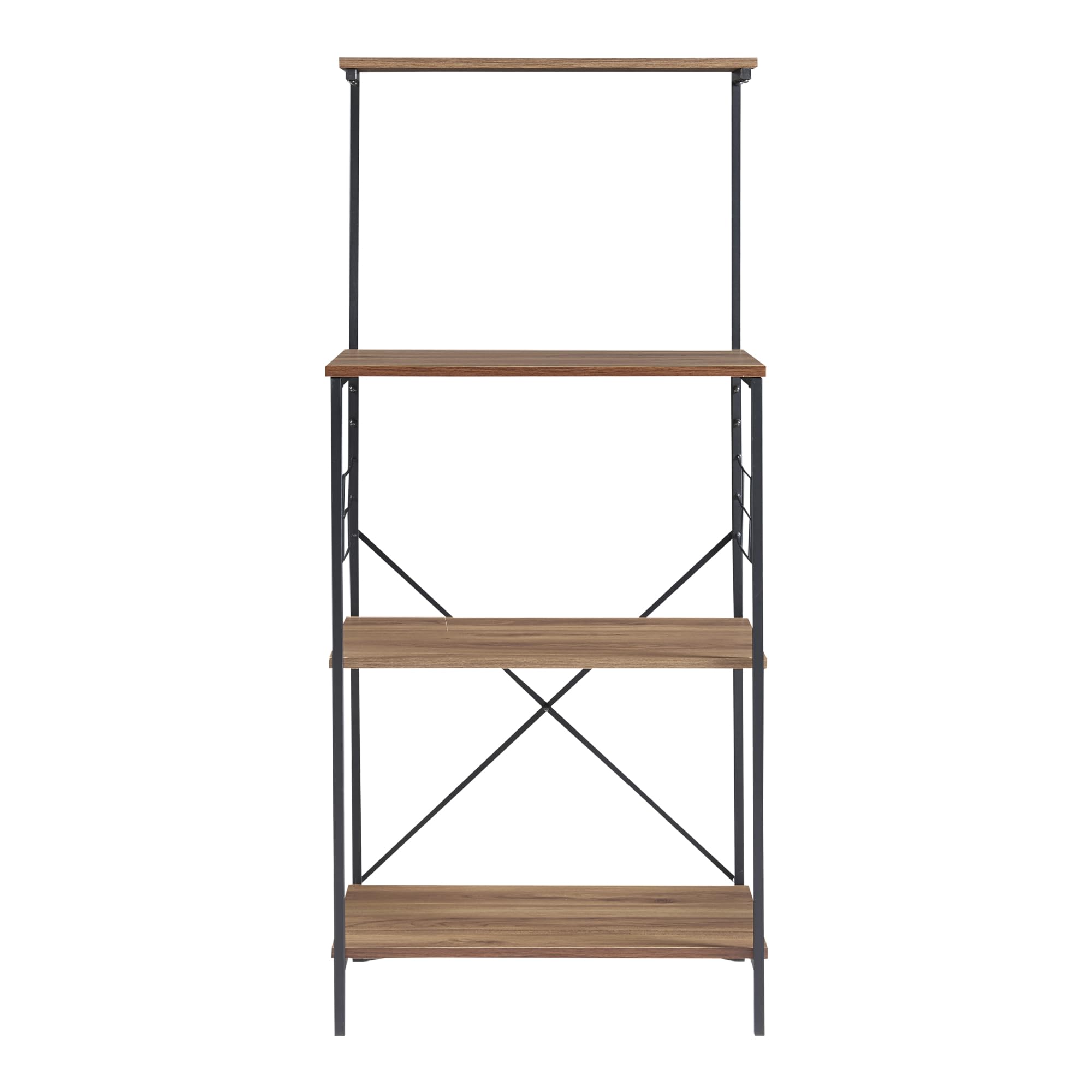 [en.casa] Küchenregal Billund mit 4 Ablageflächen Mikrowellenregal aus Metall Aufbewahrungsregal 133 x 60 x 42 cm Standregal Schwarz/Walnuss-Optik