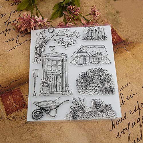 arriettycraft Garden Clear Stamps for Card Making or Journaling Flowers House Grass Trees Transparent Silicone Stamps for Scrapbooking Album Folders Paper Crafting - Image 2