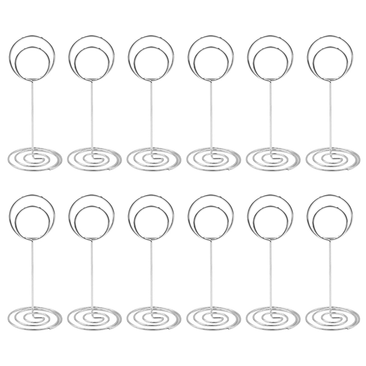 WANGCL 12 Pack Mini Place Card Holders Table Number Holder Wedding Table Name Card Holder Clips Picture Memo Note Photo Stand（Silver）