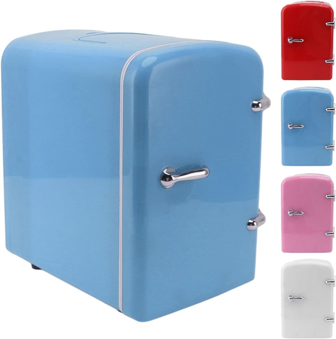 Mini Fridge 4L Portable Refrigerator Dormitory Picnic Camping Portable Cooler DC12V Car Plug For Skin Care Beverage AC100‑240V(Blue,UK)