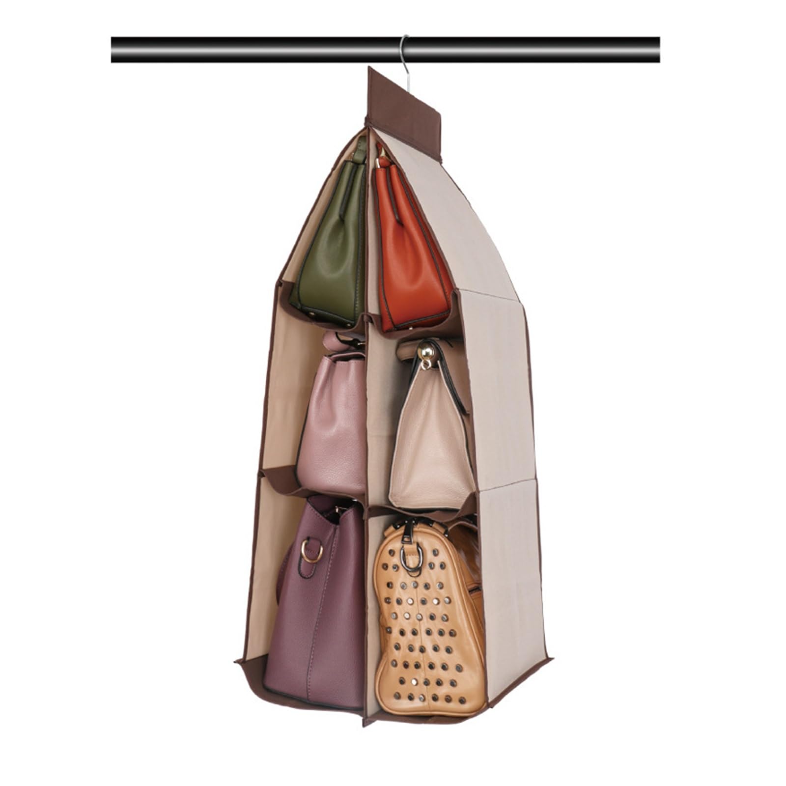 Hanging Shelves Hanging Handbag Organizer For Closet Purse Storage Holder(Brown)