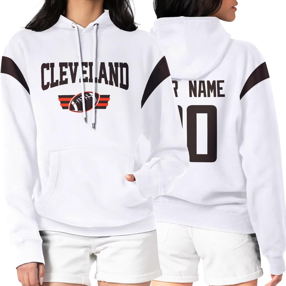 Hoodie White Sweatshirt for Women Custom Personalized Name and Number Gifts