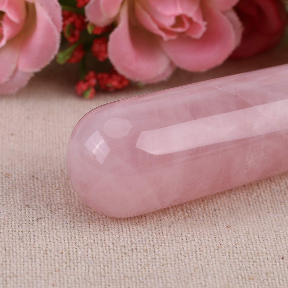HERCHR Kristall-Gesichtsmassage-Werkzeug, Gua Sha-Gesichtswerkzeug mit stabförmigem Gua Sha-Stein für die Gesichtsmassage Akupunkturpunktmassage(Rosa)